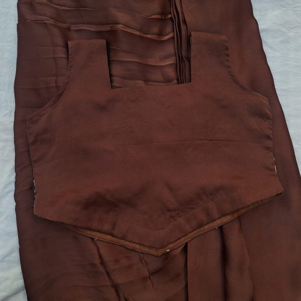 BROWN CAPE HANDWORK DRESS