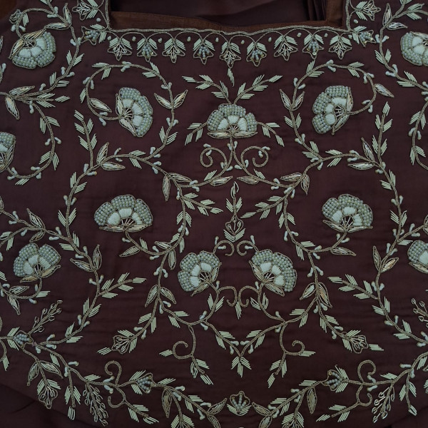 BROWN CAPE HANDWORK DRESS