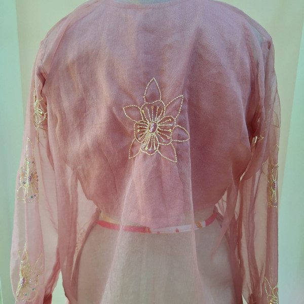 ONION PINK HANDWORK INDO WESTERN  SET