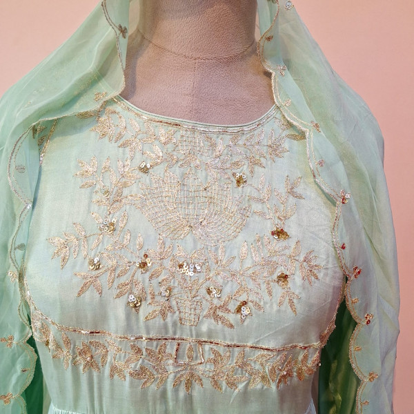 C-GREEN PITTON HANDWORK SUIT AND PANT WITH DUPATTA SET