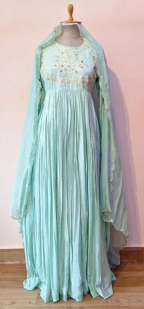 Image of C-GREEN PITTON HANDWORK SUIT AND PANT WITH DUPATTA SET