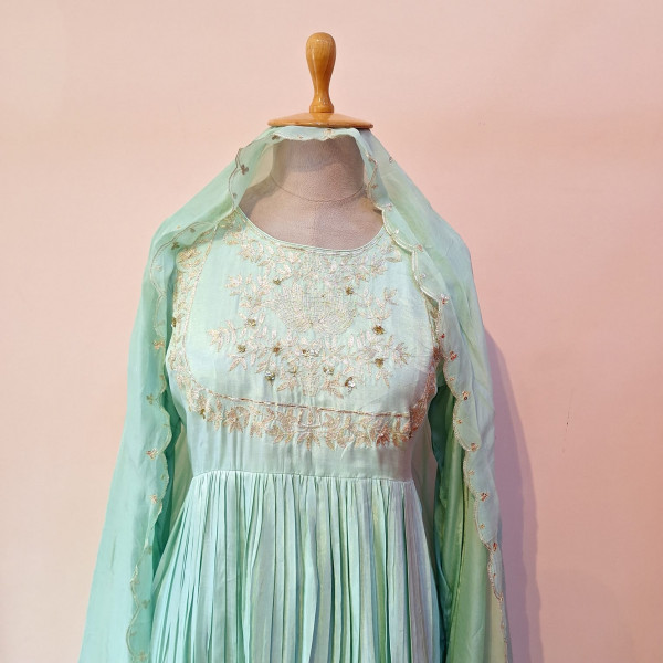 C-GREEN PITTON HANDWORK SUIT AND PANT WITH DUPATTA SET