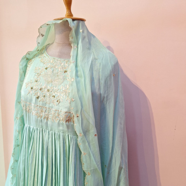 C-GREEN PITTON HANDWORK SUIT AND PANT WITH DUPATTA SET