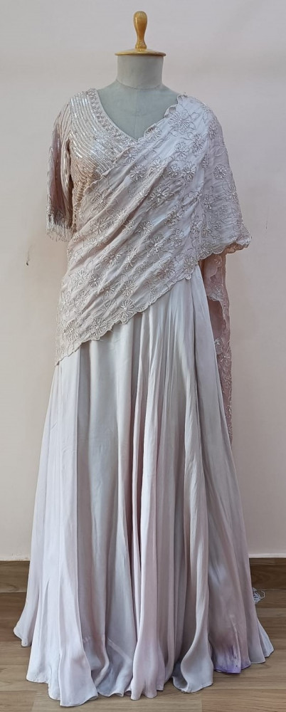 Image of NUDE PINK HANDWORK LEHENGA AND BLOUSE  WITH DUPATTA SET