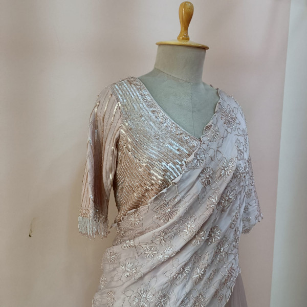 NUDE PINK HANDWORK LEHENGA AND BLOUSE  WITH DUPATTA SET