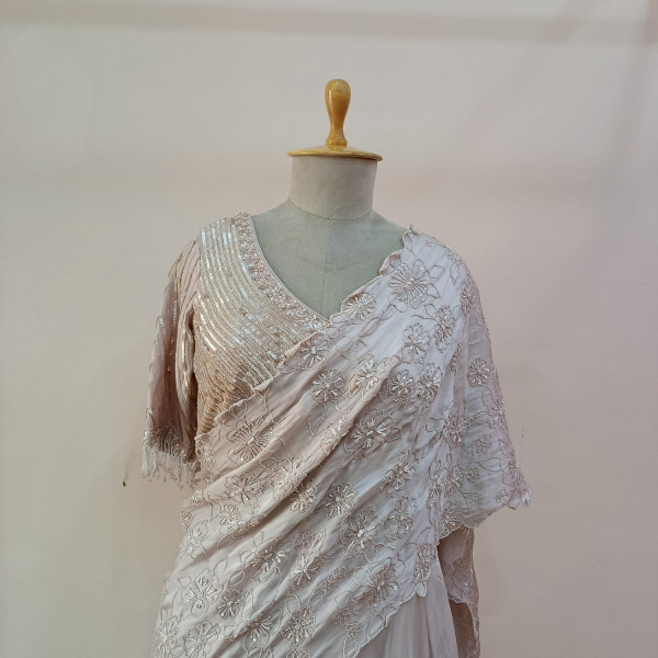 NUDE PINK HANDWORK LEHENGA AND BLOUSE  WITH DUPATTA SET