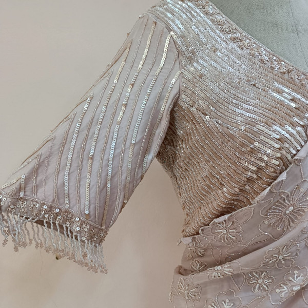 NUDE PINK HANDWORK LEHENGA AND BLOUSE  WITH DUPATTA SET