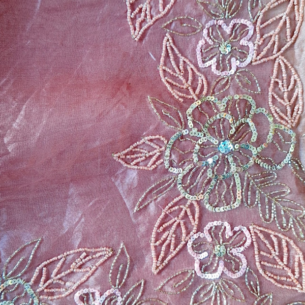 BLUSH PINK PURE ORGANZA HANDWORK SAREE