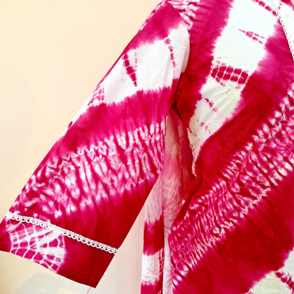 RANI PINK SHIBORI PRINTED COTTON SUIT PANT AND DUPATTA SET