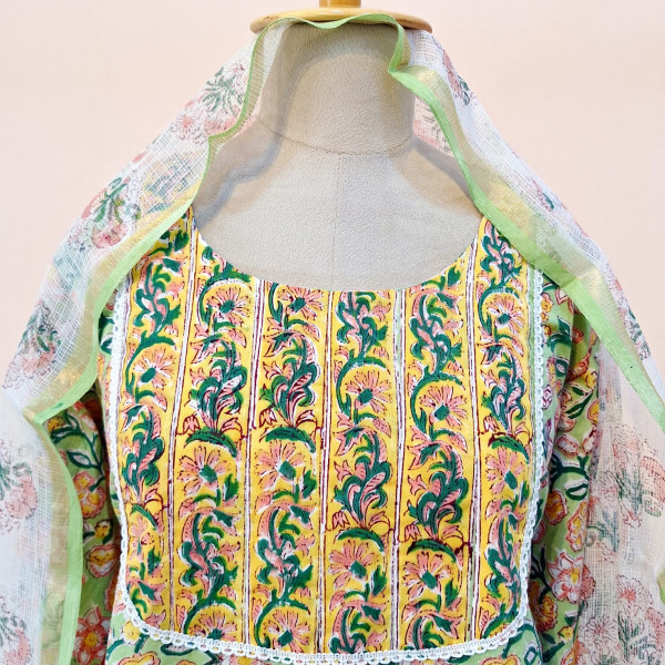 MINT GREEN PRINTED COTTON SUIT PANT AND DUPATTA SET