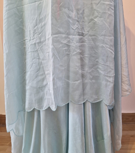 BLUE INDO WESTERN HANDWORK CROP TOP DHOTI AND CAPE SET