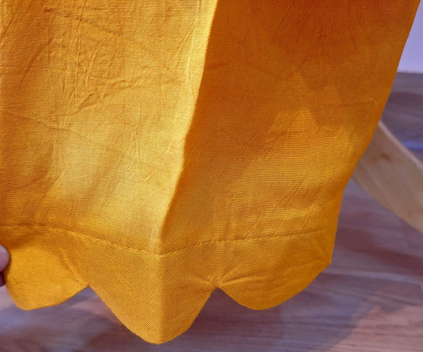 YELLOW MUL CHANDERI HANDWORK SUIT PANT AND DUPATTA SET