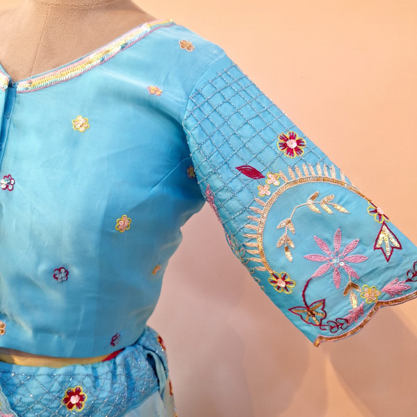 BLUE SHADED HANDWORK LEHENGA BLOUSE AND DUPATTA SET