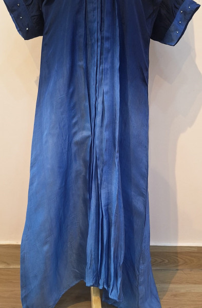 AQUA BLUE AND NAVY BLUE SHADED WESTERN HANDWORK ONE PIECE SET