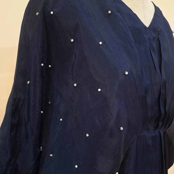 AQUA BLUE AND NAVY BLUE SHADED WESTERN HANDWORK ONE PIECE SET