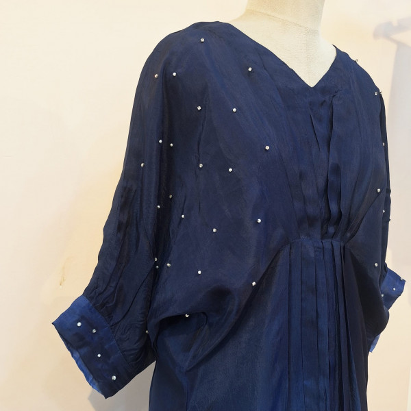 AQUA BLUE AND NAVY BLUE SHADED WESTERN HANDWORK ONE PIECE SET