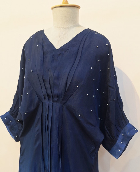 AQUA BLUE AND NAVY BLUE SHADED WESTERN HANDWORK ONE PIECE SET