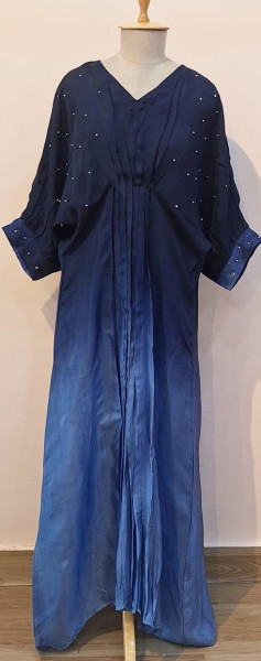 AQUA BLUE AND NAVY BLUE SHADED WESTERN HANDWORK ONE PIECE SET