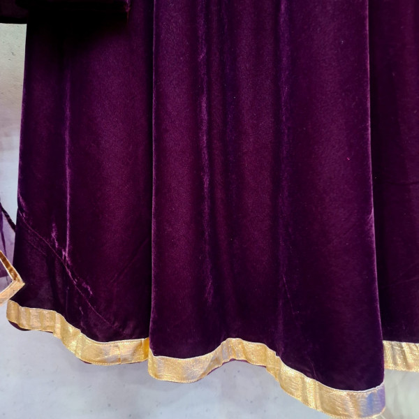 WINE HANDWORK SHORT KURTI SKIRT AND DUPATTA SET