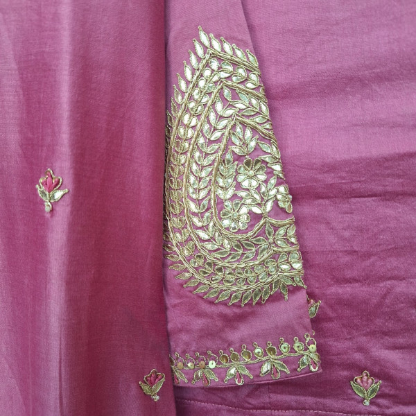 ROSE PINK HANDWORK SUIT PANT AND DUPATTA SET