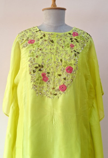 LIRIL GREEN HANDWORK KAFTAN SET