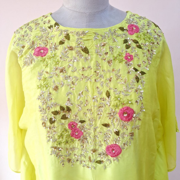 LIRIL GREEN HANDWORK KAFTAN SET