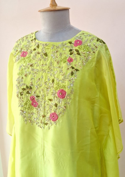 LIRIL GREEN HANDWORK KAFTAN SET