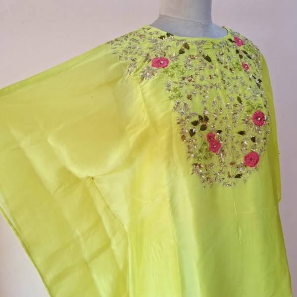 LIRIL GREEN HANDWORK KAFTAN SET