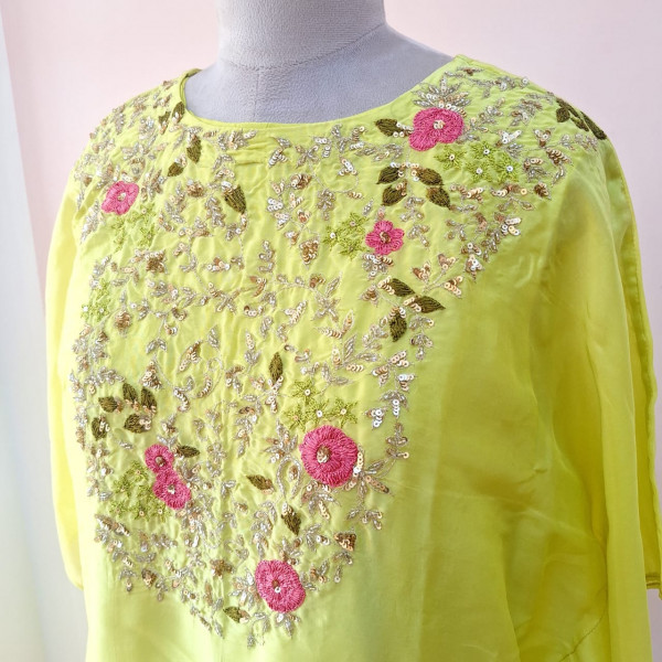 LIRIL GREEN HANDWORK KAFTAN SET