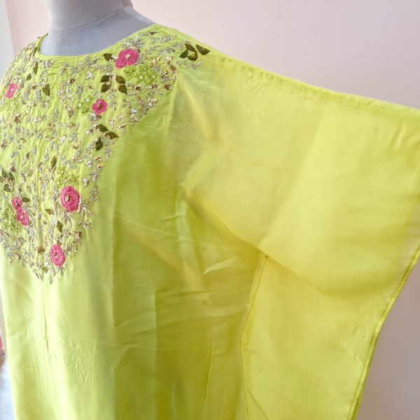 LIRIL GREEN HANDWORK KAFTAN SET