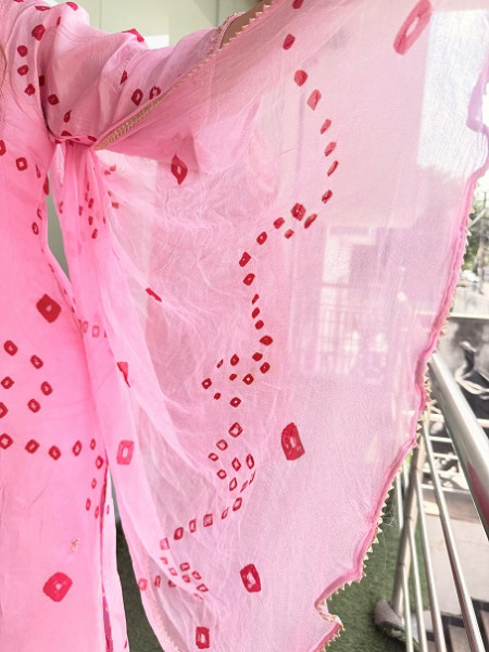 ROSE PINK HANDWORK SUIT PANT AND DUPATTA SET