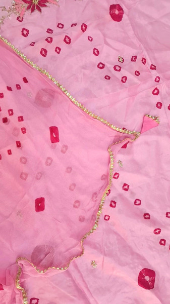 ROSE PINK HANDWORK SUIT PANT AND DUPATTA SET