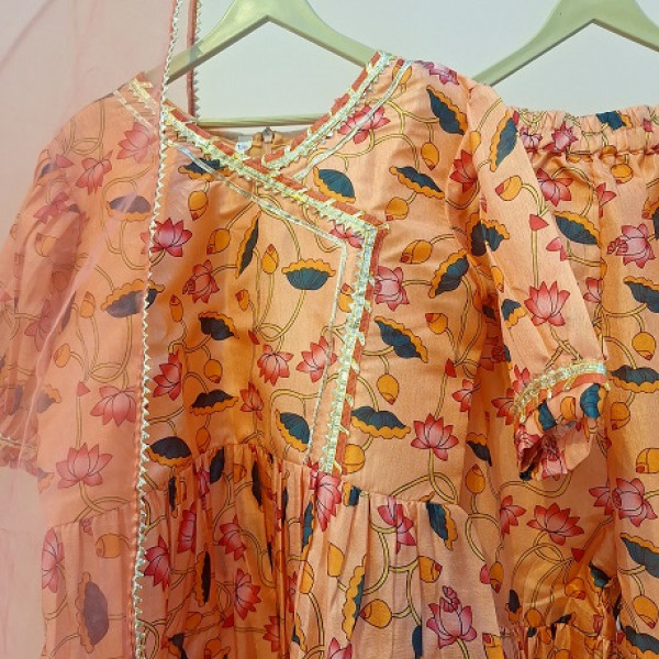 MULTI PRINTED PEPLUM SHARARA WITH DUPATTA SET