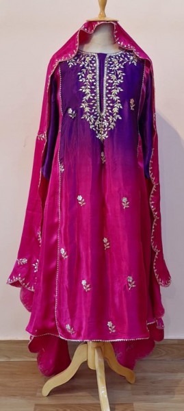 RANI PURPLE GAJJI HANDWORK SUIT PANT AND DUPATTA SET