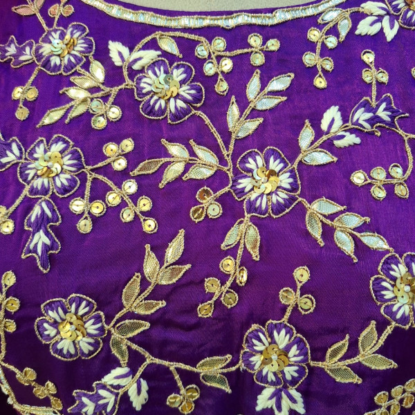 PURPLE GAJJI HANDWORK SUIT PANT AND DUPATTA SET