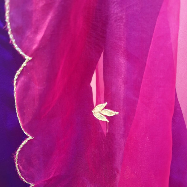 PURPLE GAJJI HANDWORK SUIT PANT AND DUPATTA SET