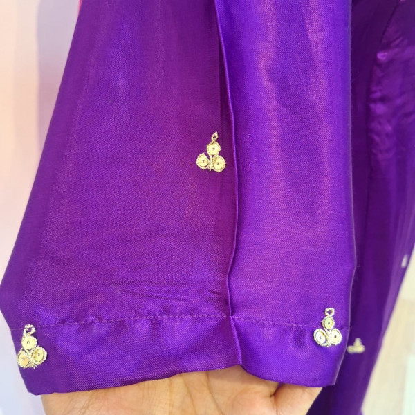 PURPLE GAJJI HANDWORK SUIT PANT AND DUPATTA SET