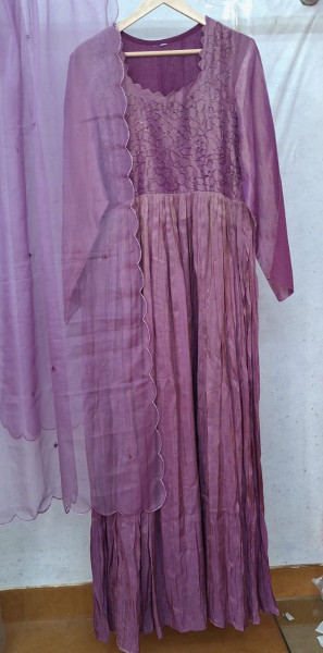 PURPLE WINE TISSUE HANDWORK ONE PIECE AND DUPATTA SET