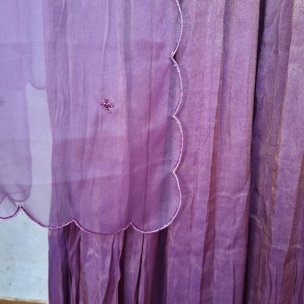 PURPLE WINE TISSUE HANDWORK ONE PIECE AND DUPATTA SET