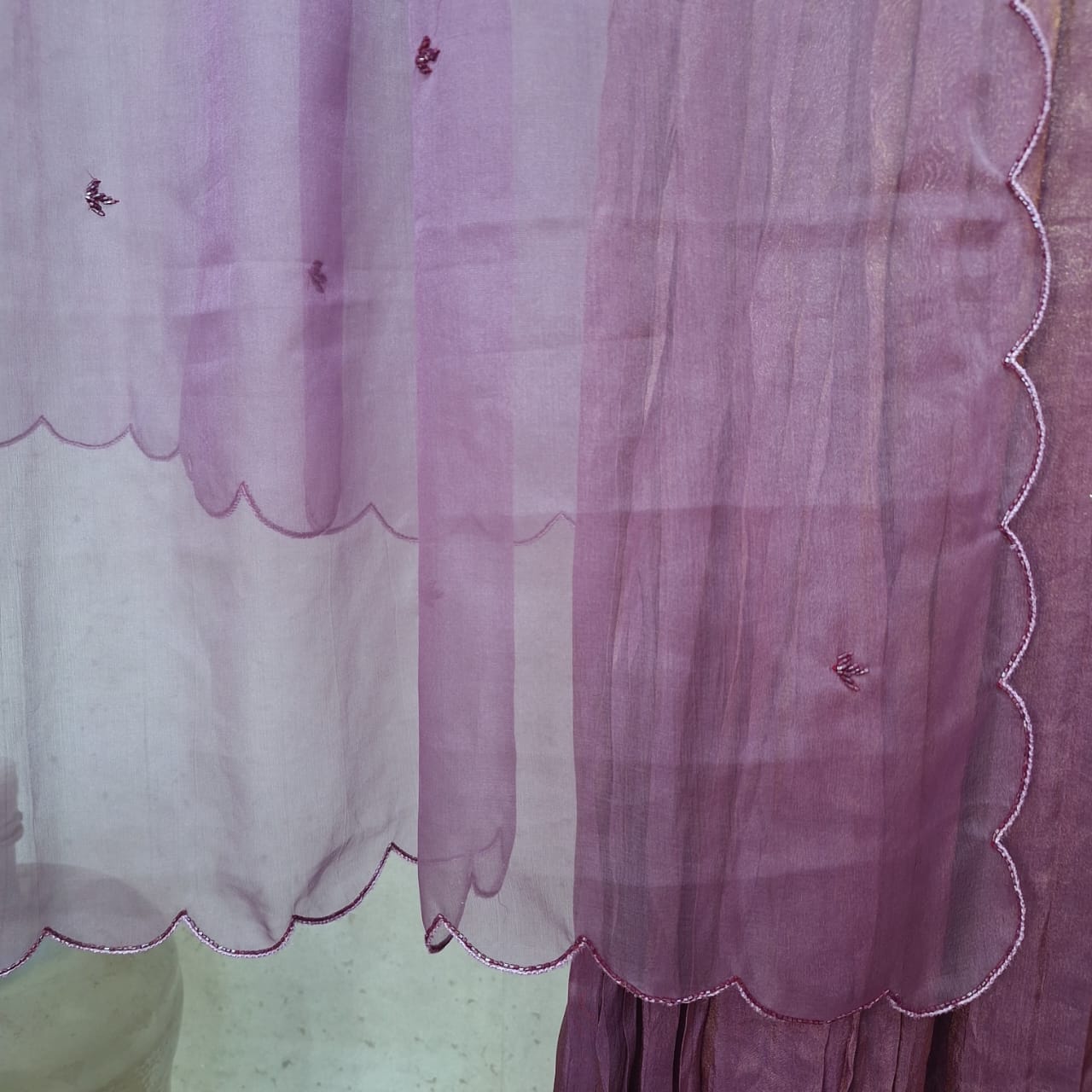 PURPLE WINE TISSUE HANDWORK ONE PIECE AND DUPATTA SET