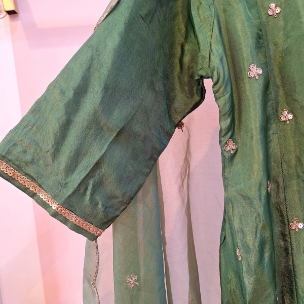 GREEN HANDWORK SUIT PANT AND DUPATTA SET
