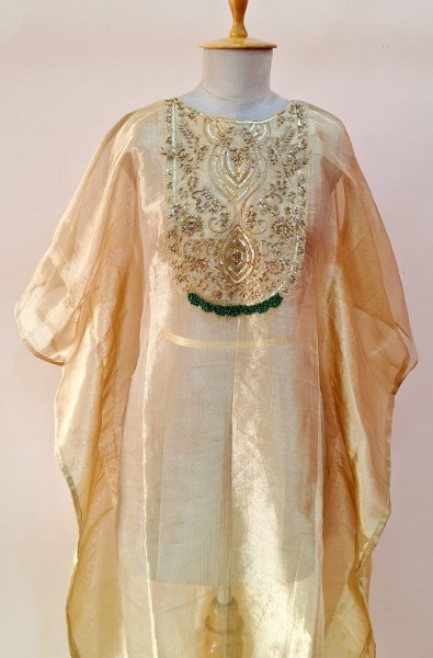 GOLDEN TISSUE HANDWORK KAFTAN SET