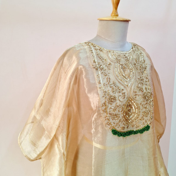 GOLDEN TISSUE HANDWORK KAFTAN SET