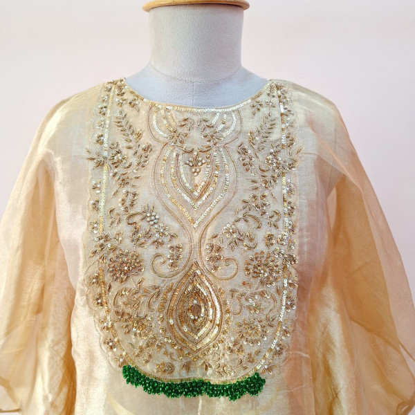 GOLDEN TISSUE HANDWORK KAFTAN SET