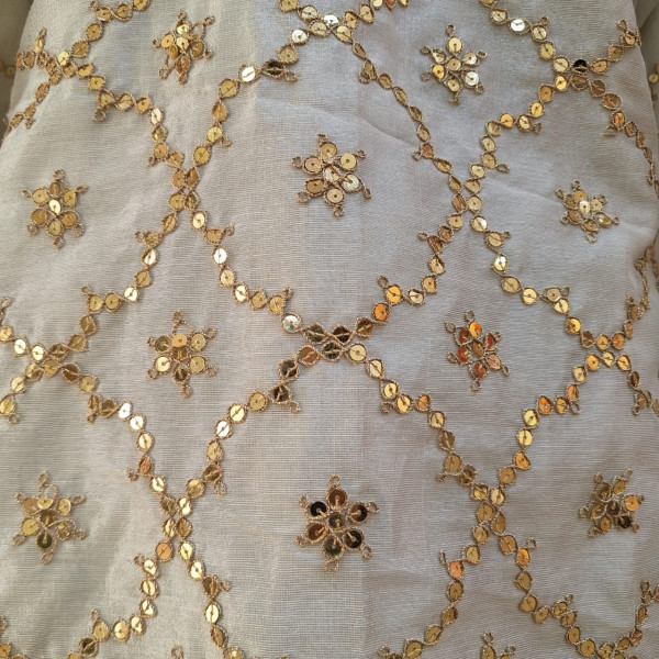 SILVER WHITE HANDWORK SHORT KURTI FLARED PALAZZO AND DUPATTA SET