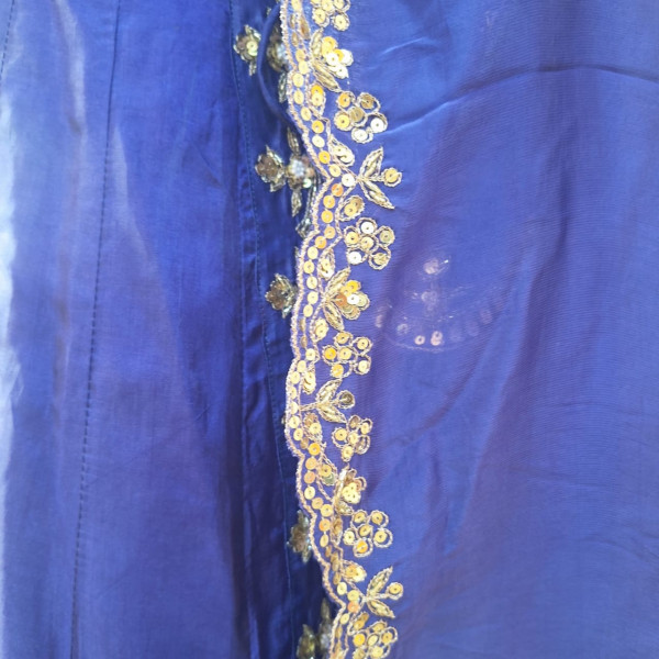 BLUEISH PURPLE SUMMER SILK HANDWORK ANGRAKHA PANT AND DUPATTA SET