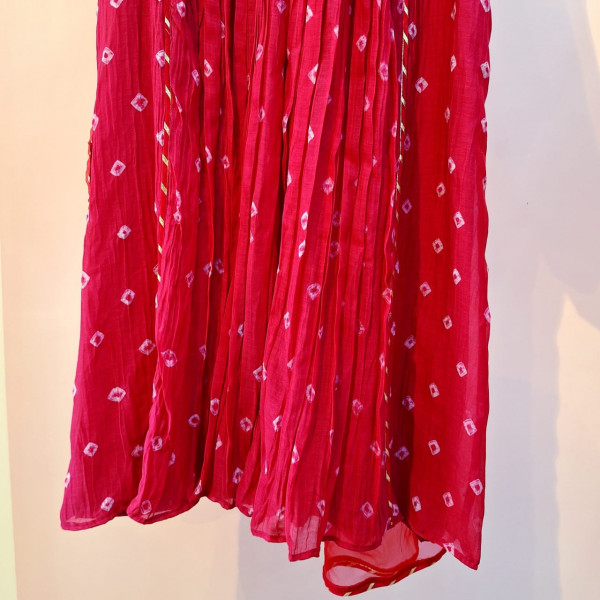 CARROT RED HANDWORK KURTI PANT AND DUPATTA SET