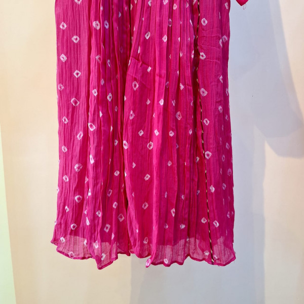 PINK HANDWORK KURTI PANT AND DUPATTA SET