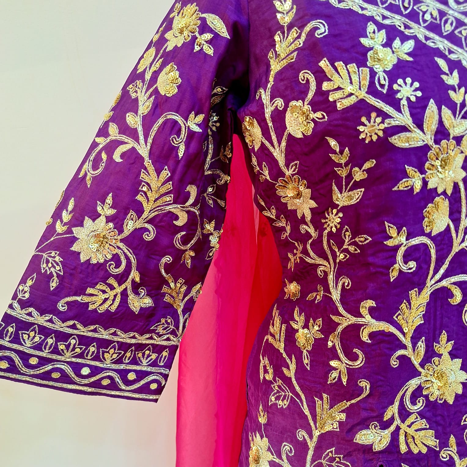 PURPLE SUMMER SILK SHORT KURTI SKIRT AND DUPATTA SET