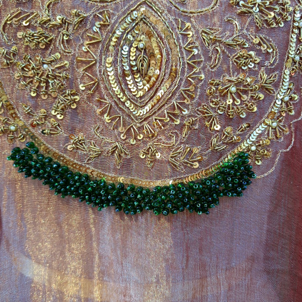 ONION PINK TISSUE HANDWORK KAFTAN SET